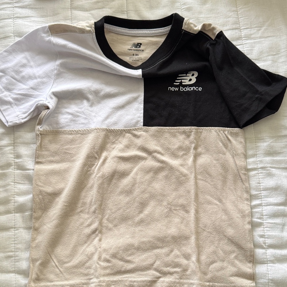 New Balance Kids' Black, White, and Tan Tee